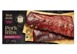 Slow cooked pork ribs WELL DONE with barbecue sauce, 600 g