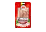 Hot smoked GIMINIŲ bacon sliced, I r., 120 g