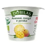 Organic yogurt with pineapples, mangoes and peaches DOBILAS, 2.5% fat, 125 g