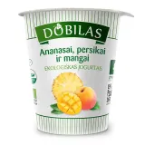 Organic yogurt with pineapples, peaches, mangoes DOBILAS, 300 g