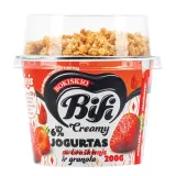 Yogurt ROKIŠKIO Bifi Creamy with strawberries and granola 6% fat, 200 g