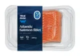 Fresh Atlantic salmon (lat. Salmo Salar) fillet with skin, 250 g
