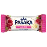 Glazed curd snack with raspberries and chocolate pieces PASAKA, 21% fat, 40 g