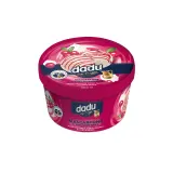 Mascarpone flavor creamy edible ice cream with lingonberry filling DADU, 800 ml