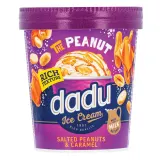 Vanilla flavor edible ice cream DADU with salted caramel filling and salted caramelized peanuts, 400 ml