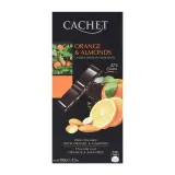 Dark chocolate with oranges and almonds CACHET, 100 g