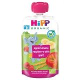 Organic apple, banana, raspberry puree with grains HIPP (from 6 months), 100 g