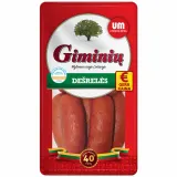 Hot smoked sausages GIMINIŲ, I r., 800 g