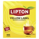 Black tea LIPTON YELLOW LABEL, 100 pcs.