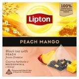 Чёрный чай LIPTON персик, манго, 20 x 1,7 г