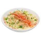 SUSHI salad with salmon and spicy sauce