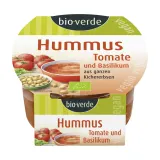 Hummus with sun-dried tomatoes and basil