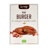 Plant-based mini burgers with eggplants and sun-dried tomatoes IS VEG