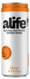 Mango and orange flavored sparkling energy drink ALIFE, 330 ml