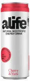 Cherry and yuzu flavored sparkling energy drink ALIFE, 330 ml