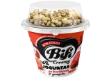 Eating ROKIŠKIO yogurt BIFI with strawberries, granola, 6 %, 200 g