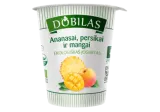 Eating organic yogurt DOBILAS with pineapple, peaches, 3.1% fat, 300 g