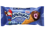 Vanilla cream ice cream NYKŠTUKAS with blueberry filling glazed with cocoa glaze in a waffle cone, 90 g